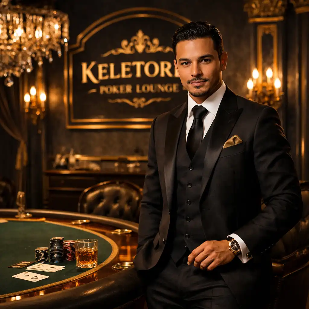 A Keletoria privát póker lounge elegáns házigazdái sötét, klubhangulatú háttérrel